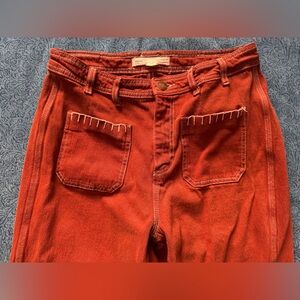 Seventy + Mochi Mabel Jeans Dark Rust Wide Leg High Rise Anthropologie| Size 30W